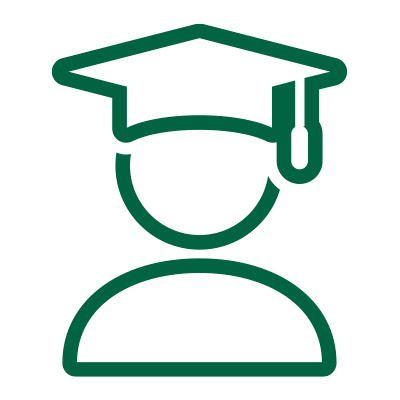 icon show showing bust of graduate wearing cap and gown